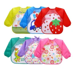 1PC Cartoon Waterproof EVA Long Sleeve Bibs Children Apron Full Feeding Smock 211222