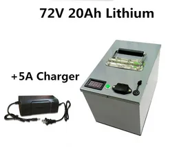 72V 20Ah Lithium li ion battery with waterproof stainless steel case and BMS for 3000W motor motorcycle ebike+5A charger