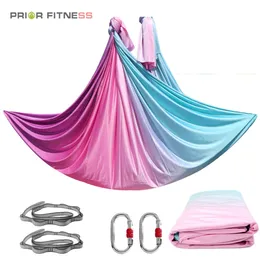 Aerial Yoga Hängmatta Set 8m / 8.7Yards Anti Gravity Inversion Aerial Yoga Equipment Air Yoga Bed Swing Kit med Tillbehör Q0219