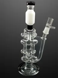 Branco leite com fundo preto vidro água Bong Hookah Recycle Oil Dab Rigs Pipe para fumar com junta fêmea de 14 mm