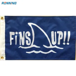 FINS UP Boat Flags 12x18 Double Sided, 3 Layers Custom Printing 30x45cm Polyester Fabric Outdoor Advertising