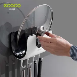エココ多機能蓋ラックホルダー壁マウントパンポットカバースタンドまな板キッチンオーガナイザー211112