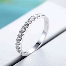 スリムテールリングモアッサナイトルーズストーン1.3mm * 19個ラボダイヤモンド925銀プラチナメッキ女性結婚式の高級ジュエリー