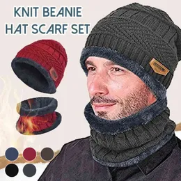 Зимняя термальная плюшевая шляпа шарф шерстяной колпачок зимние шляпы для мужчин езды на велосипеде ветрозащитный колпачок двухсекционный костюм Gorro Invierno Hombre Caps Y21111