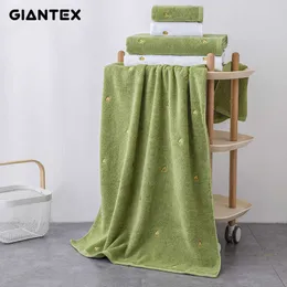 giantex 70x140バスルームの女性コットンバスタオル刺繍ビーチタオルバスラップタオルバスガウンServette de Bain Toalha 210611