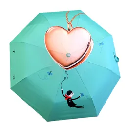 Sun Paraply Parasols Tre vikande kvinnor UV damer Vindskyddade paraplyer Presentidéer UPP50 +