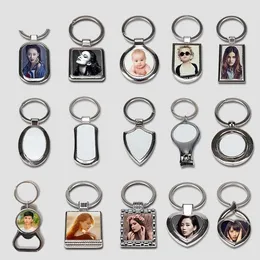 Sublimation Key Rings Blank White Metal Single Side For Sublimating Heat Transfer Keychain Christmas Valentine Pendants Gifts 496