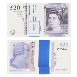 Gerçekçi pervane parası İngiliz kağıt para pound eu kopya 100pcs paketi gece kulübü filmi sahte banknot için para koleksiyonu çubuğu isxui1u02