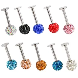 Anti-Allergy Surgical Steel Tongue Anéis Mulheres Handmade Epóxi Cristal Piercing Barbells 16mm