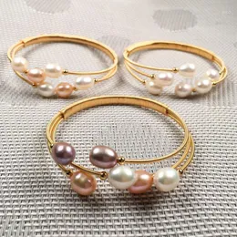 Copper Female Pearl Bracelet Multi-style Simple Fashion Party Jewelry Personality Gift Size 7-8mm Bangle