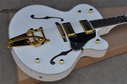 White Falcon Jazz Electric Guitar G 6120 Semi Hollow Body Rosewood Fingerboard Golden Tuners Double F Holes Custom Shop