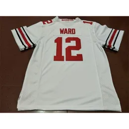 001 # 12 Denzel Ward Ohio State Buckeyes College Jersey White Red Black Spersonalizowane S-4Xlor Niestandardowe Nazwa lub Numer Jersey