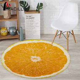 Miracille 3D Print Owoce Round Carpet Soft Coral Velvet Bed Living Room Dywanik Niepoślizgowy Łazienka Mata Tabela Mat Yoga Decor 210301