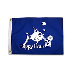 12x18 Happy Hour Boat Flags, Dubbelsidig 3 lager Polyester Tyg, För Utomhus Sail Reklam, Drop Shipping