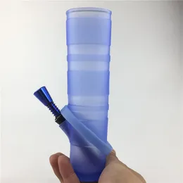 Bong ad acqua in silicone piegato e portatile con piattaforma petrolifera a doppio filtro in plastica di 6 colori diversi per fumare