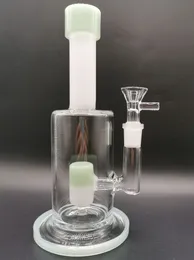 Jade Green Bongs Hookahs 8.5 Inch Tall Thick Beaker Recycler Dab Rigs Water Smoking Pipes With 14mm Bowl