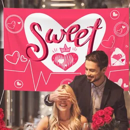 Red Sweet Valentine's Day Photo Background Cloth Wallpapers Warm Wedding Party Decoration HH21-852