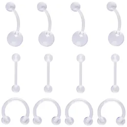 Andra navel tungpiercing 12 st/set akryl näsa transparent enkla mode kroppsmycken för män kvinnor tillbehör