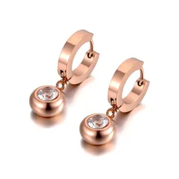 Hoop Huggie Office/Career Style Titanium Steel Round Cz Crystal Opering Jewely Nevely Rhinestone Jewelry for Women E20215