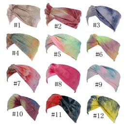 Tie-dye Sports Sweat - absorbing Hair Bands Hot New Style Print Fitness Yoga Cross Soft Cotton Hair Band