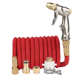 Wysokiej Jakości 25FT-150ft Wąż Ogród Teleskopowy Magia Plastikowa Elastyczna Myjnia Samochód Metal Spray Gun Outdoor Podlewanie 210626