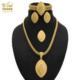 ANIID Braut Schmuck Sets Hochzeit Dubai Halskette Für Frauen 2020 Luxus Hohe Qualität Nigerianischen Äthiopien 24k Gold Afrikanischen Ring arabischen H1022
