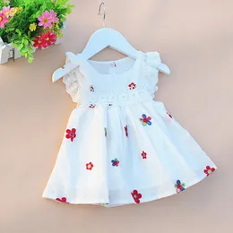 Summer Baby Girls Sukienki Kwiatowe Truskawkowe Haft Bez Rękawów Kids Clothing Baby Girl Costume Disfraz Bebes Disfraz Bebes # 55 q0716