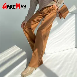 Women's Wide Trousers Suits Autumn Vintage Office Wear Straight Pant Stacked Elegant Loose Casual Oversize Pants for Women 220115