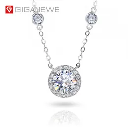 Gigajewe 1cT 6.5mm EF Rund Pandent Halsband 18K Vitguld Pläterad 925 Silver Moissanite Halsband Gift GMSN-017