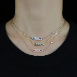 Rectangle cubic zirconia cz bar pendant delicate thin chain classic 925 sterling silver women necklaces Q0531
