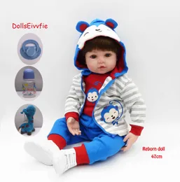 47cm Baby Toy Dolls Soft Silicone Vinyl Bebe Reborne Menino Dolls Toys House Play Child Holiday Gift LoL Q0910