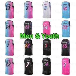 Camisas de basquete personalizadas Jimmy 22 Butler Jersey Dwayne 3 Wade Kyle 7 Lowry 75º aniversário Tyler 14 Herro Heats Dwyane Bam 13 Ado Duncan 55 Robinson Miamis Kendrick 2