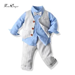 TEM Doger Baby Beay服紳士スタイルの幼児男の子カジュアルスーツシャツ+ベスト+パンツ3個の服衣装ベイン新生服210309