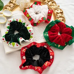 Jul Scrunchies Hairbands Velvet Hair Slips Ropes Xmas Ribbon Hair Bands Ponytail Holder Festival Gift Tjejer Hår Tillbehör DW6104