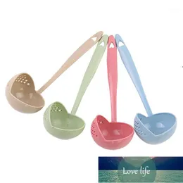 Łyżki pszenicy słomy 2 w 1 długie uchwyt zupa łyżka domowa Sitko gotowanie Colander Kitchen Scoop Plastic Ladle Tableware1 Cena fabryczna Ekspert Design Quality Najnowsze