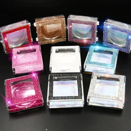 Dropshipping 3D False Eyewashes Förpackning Tomt Lash Case Bling Glitter Eyelash Box för 25mm Ögonfransar DIY Flash Packing Box