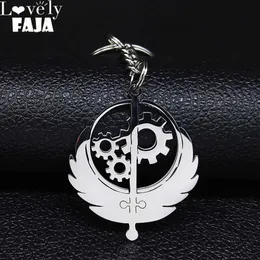 2021 Brotherhood of Stainless Steel Fallout Keychain for Men Music Patch Game Flag keychains Jewelry llaveros para hombre B3000S G1019