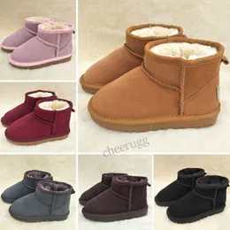 Snow boots Winter Children Cotton shoes Comfortable warm Ankle boots Cow Muscle Baby shoe Kids boot Black Brown Rose 001