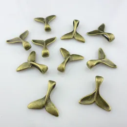 40 Stück tibetisches Silber/Bronze Walschwanz-Charms, Anhänger, 5 x 16 x 16 mm, Schmuckzubehör