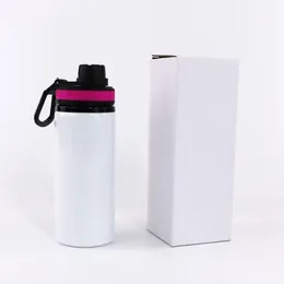 5 color lids aluminum blank water bottle 600ml sublimation sport kettle heat transfer print DIY watter cups with handle