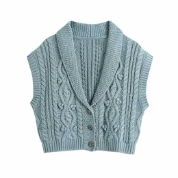 Cardigan lavorato a maglia da donna Gilet con bottoni gemma Gilet senza maniche Maglione corto Casual Fashion Chic Donna Top lavorato a maglia 210709