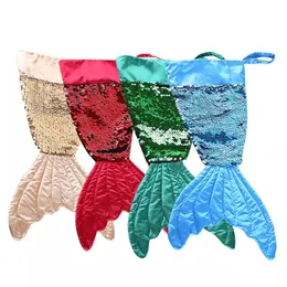 Christams Decorations Mermaid Xmas Stocking Gift Wrap Bags Bling Bead Flip Tail Socks Home Decor 2 Colors WLL146