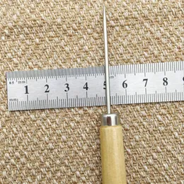 DIYハンドツール木製ハンドル千千回ドリルストレートニードル尖った革穴ミシンツール