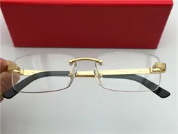 新しいフレームレス18Kゴールドメッキウルトラライトメンズ眼鏡フレームフラットメガネビジネススタイル高品質近視メガネフレーム