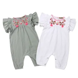 Sommer Blume Baby Mädchen Kleidung geboren Säugling Rüschen Strampler Overall Overall Kostüme 211011