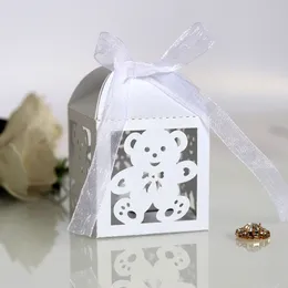 Favor Holders Little Bear Candy Boxes Sweets Presentlådor med band för födelsedagsbröllopsfestdekor