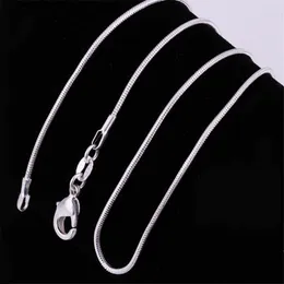 High Qutlity 925 Sterling Silver Plated Snake Necklace Chain Twist Rope Jewelry Chain Accessory with Lobster Clasps Width 1MM 12 14 16 18 20 22 24 inch Ready Stock
