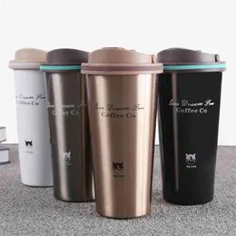 500ML Thermos Mug Coffee Cup with Lid Thermocup Seal Stainless Steel vacuum flasks Thermoses Thermo mug for Car My Water Bottle 210913