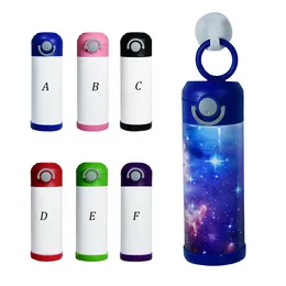 6 Colors Sublimation Blanks 12oz Straight Kid Water Bottle Stainless Steel Double Walled Insulated Bouncing Cups DIY Heat Transfer Printing Kids Tumblers Sippy Cup