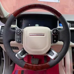 Nadaje się do wykrywania Evoque Range Rover Sport Peach Drewniany Wewnętrzny Skórzany Ręcznie Szyte Uchwyt Kierownicy Pokrywa